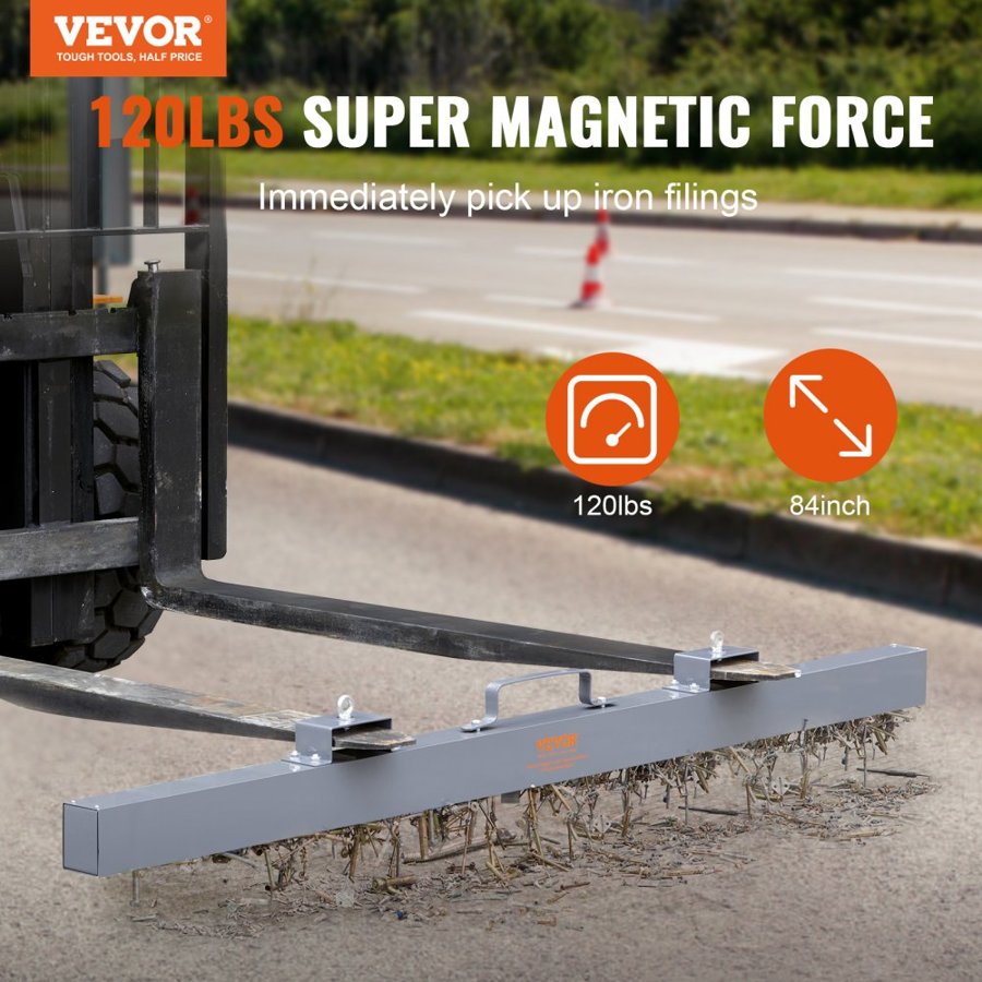 VEVOR 84in Hanging Magnet Magnetic Sweeper Tool 120lbs Lifting Magnet for Forklift