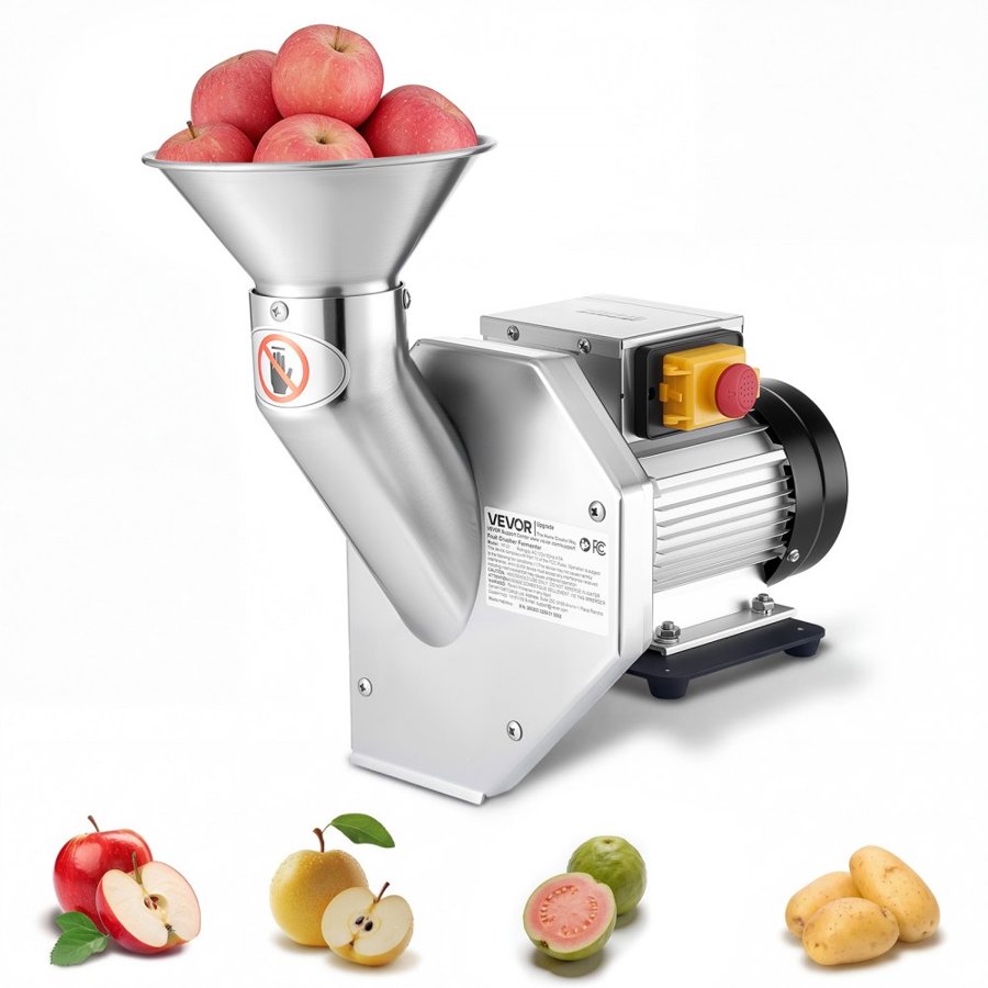 VEVOR Electric Apple Crusher – 550W, 60 KG/H, SUS304