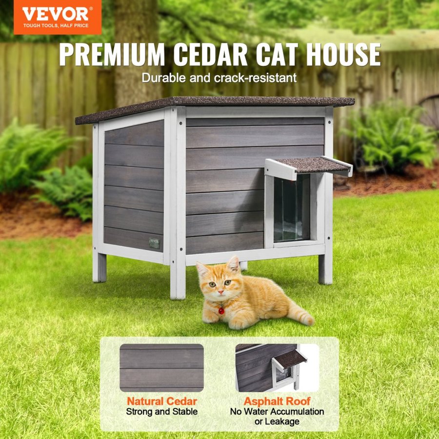 VEVOR Outdoor Cat House Weatherproof - Wood 24 x 20 x 21 In.