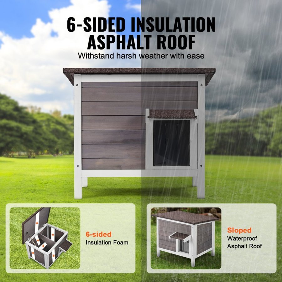 VEVOR Outdoor Cat House Weatherproof - Wood 24 x 20 x 21 In.