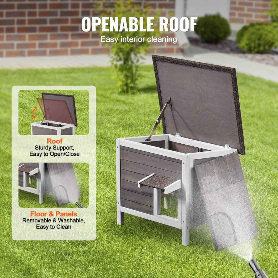 VEVOR Outdoor Cat House Weatherproof - Wood 24 x 20 x 21 In.