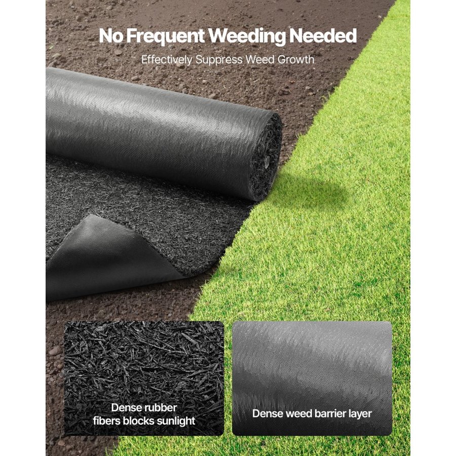 VEVOR Rubber Mulch Mat Roll, 2 Rolls 244 x 59 cm Recycled Rubber Mulch Mat, 0.5 Thick Cuttable, Reduced Weed Growth, Natural-Looking Weed Barrier Mat, Permanent Walkway Pathway for Landscaping
