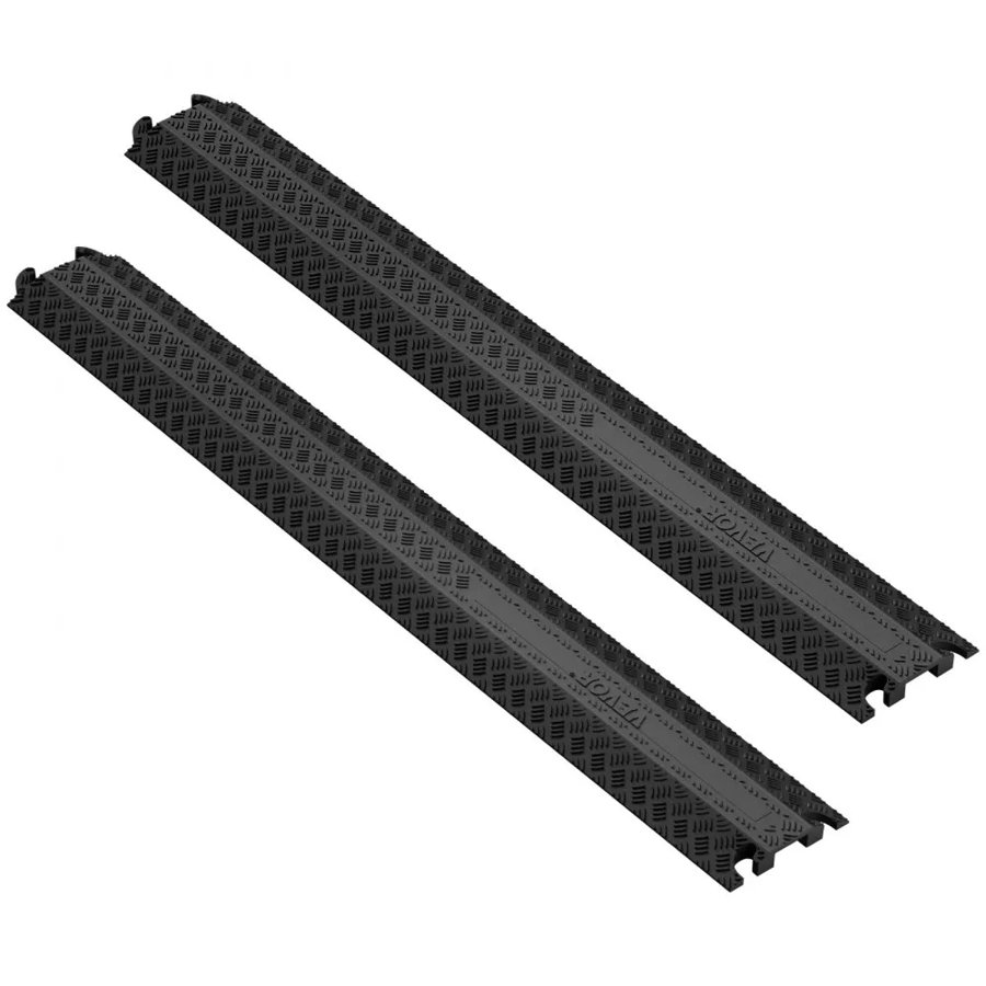 VEVOR 2 PCs Drop Over Cable Cover Ramp 100x13x2 cm, 907 kg/axle Load Capacity, Heavy Duty Cable Hose Protector Ramp, Floor Cord Cover for High Walking Traffic Areas Indoor Outdoor Home Office Warehouse School