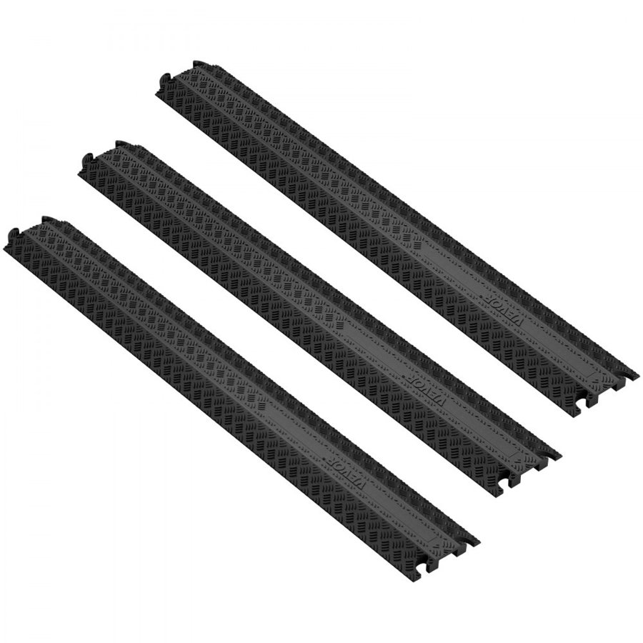 VEVOR 3 PCs Drop Over Cable Cover Ramp 100 x 13 x 2 cm, 907 kg/axle Load Capacity, Heavy Duty Cable Hose Protector Ramp, Floor Cord Cover for Indoor Outdoor Home Office Warehouse School