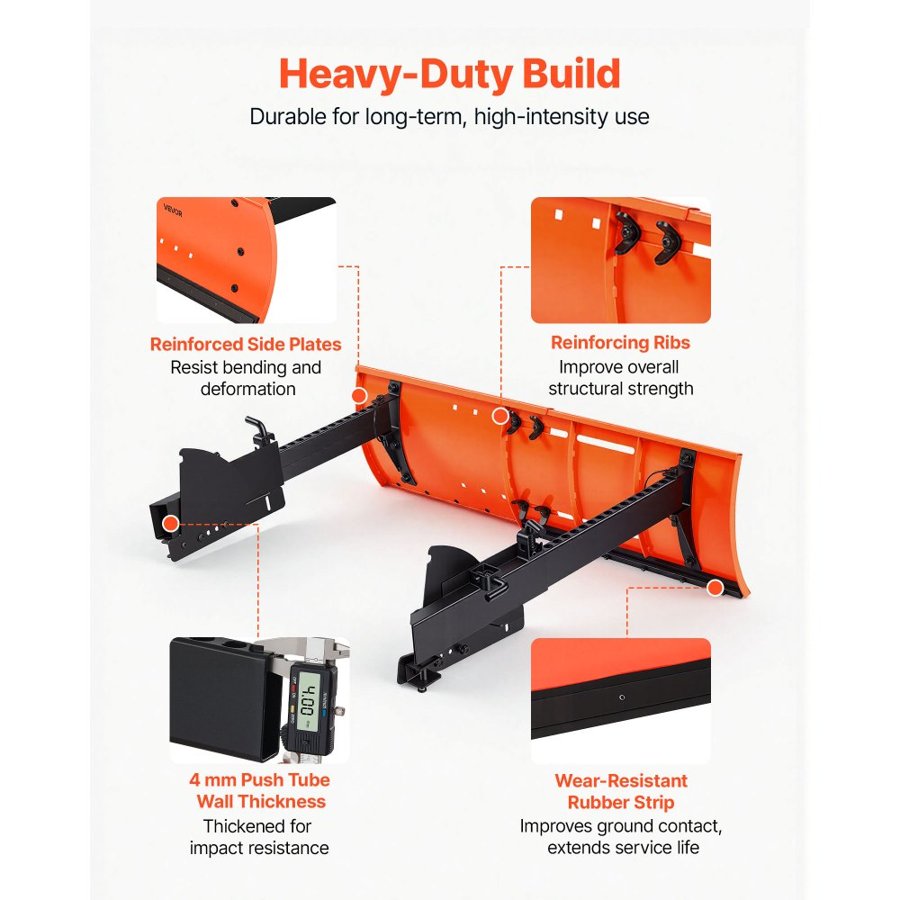 VEVOR Snow Plow Kit 559-813 mm Width Adjustable Universal Plow Attachment, for Most Snowblowers, Dual-Mode Operation, Quick to Detach, Foldable Steel Scrape Blade, Efficient Snows Clearing, Black