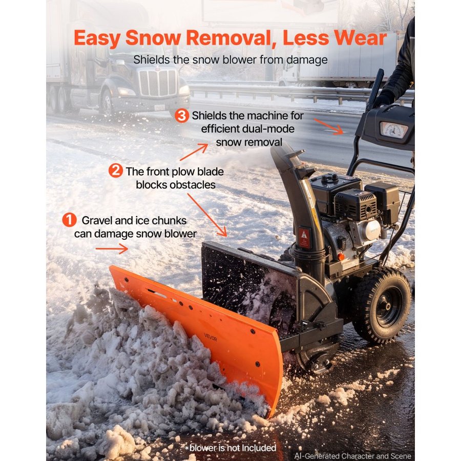 VEVOR Snow Plow Kit 559-813 mm Width Adjustable Universal Plow Attachment, for Most Snowblowers, Dual-Mode Operation, Quick to Detach, Foldable Steel Scrape Blade, Efficient Snows Clearing, Black
