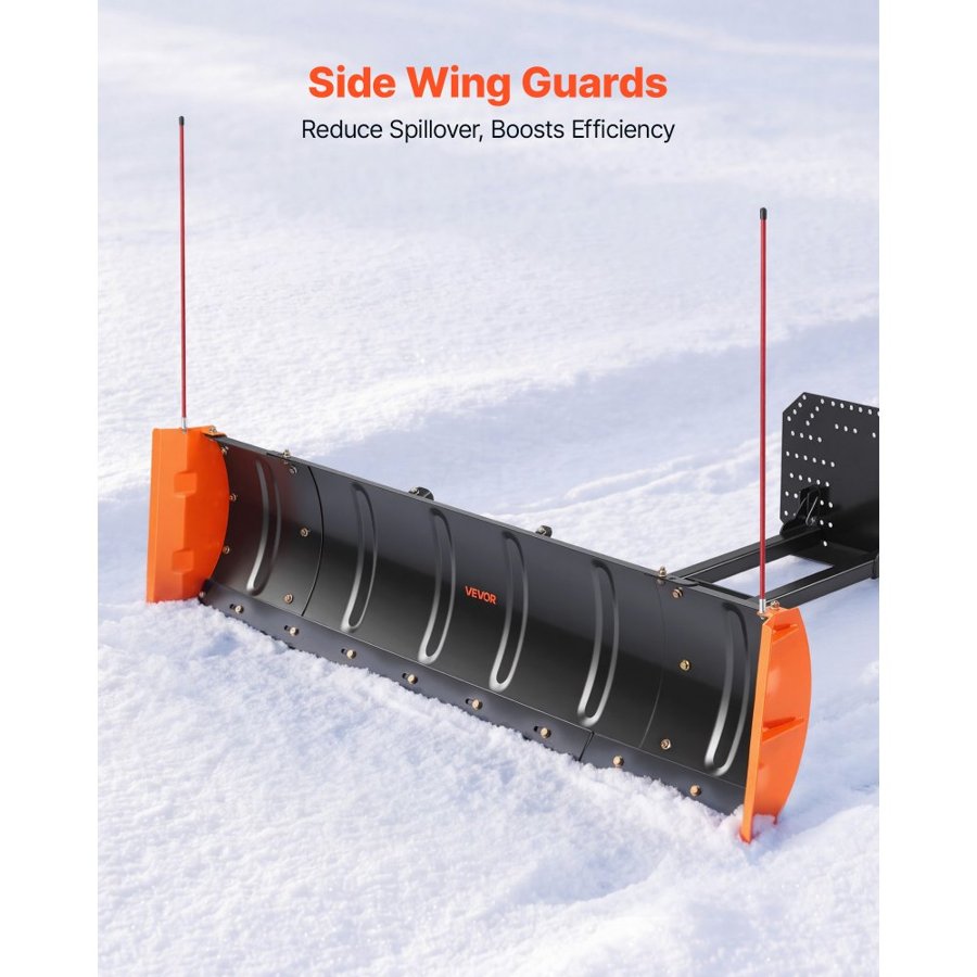 VEVOR Snow Plow Kit 1092/1524 mm Width Adjustable Plow Attachment Side Wing, for Most ATVs & UTVs, Height & Left-Right Adjustable, 3 Mount Options, Universal Steel ATV Scrape Blade, Efficient Clearing