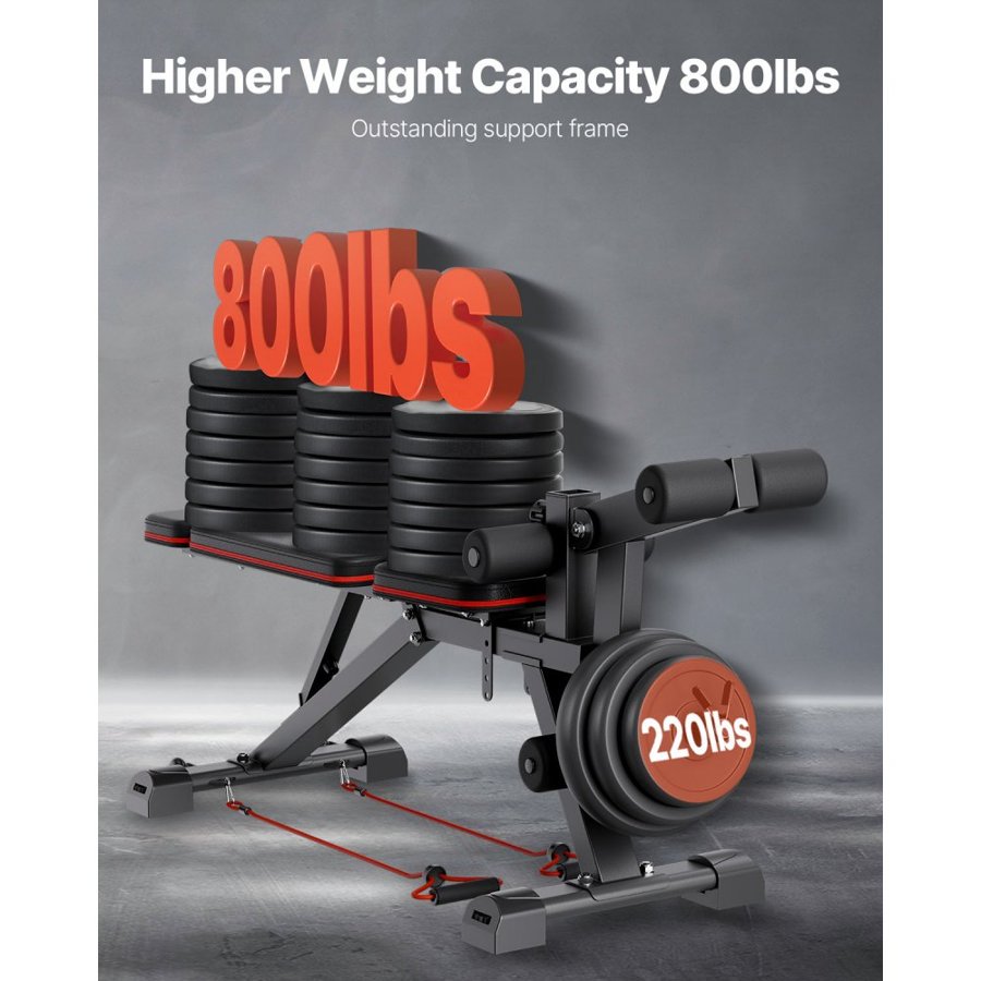 VEVOR Weight Bench with Leg Extension - 800 lbs Adjustable