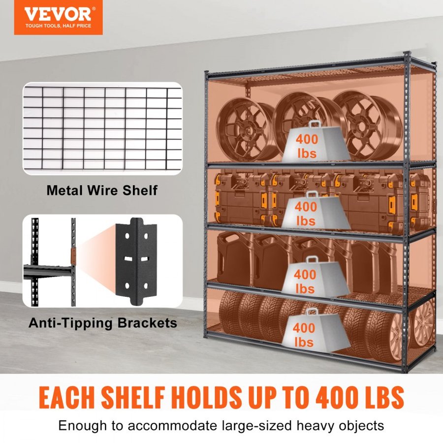 VEVOR Wire Rack Storage – 5 Tier, 2000 lbs, 60x24x78 Inches