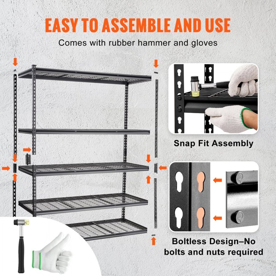 VEVOR Wire Rack Storage – 5 Tier, 2000 lbs, 60x24x78 Inches