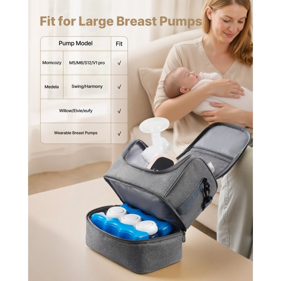 VEVOR Breast Pump Bag with Cooler – 11.2x7.4x10.6 in, 1.5 lb