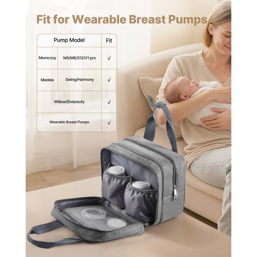 VEVOR Breast Pump Cooler Bag – 3-Bottle Storage, 11x8 In