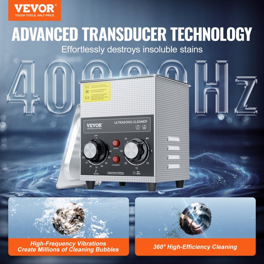 VEVOR Ultrasonic Instrument Cleaner – 2L, 60W, 150W Heater