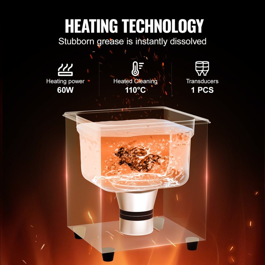 VEVOR Ultrasonic Instrument Cleaner – 2L, 60W, 150W Heater