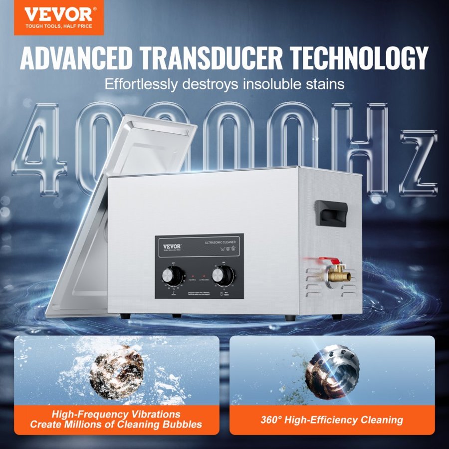 VEVOR 30L Ultrasonic Parts Cleaner – 600W, 40kHz, 500W Heat