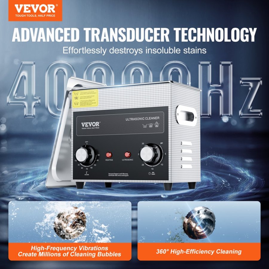 VEVOR Ultrasonic Cleaner for Instruments – 3L, 120W, 40kHz