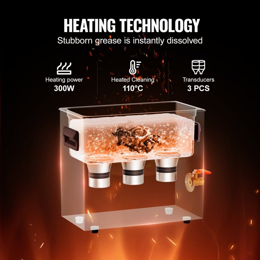 VEVOR 6L Digital Ultrasonic Cleaner – 180W, 300W Heater