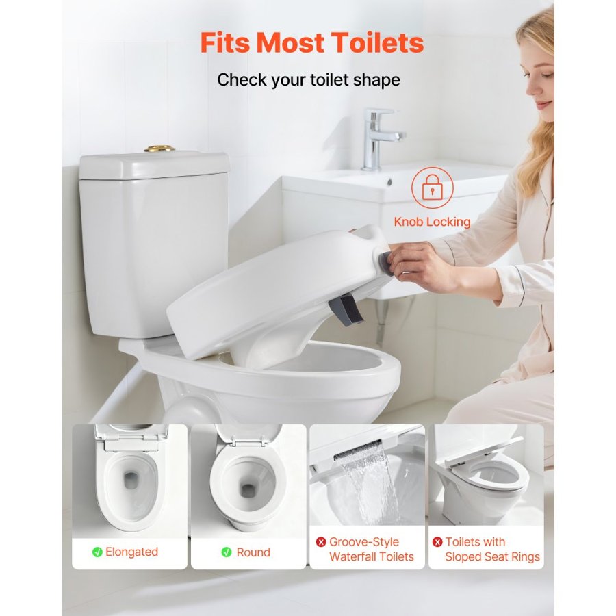 VEVOR 5 Inch Raised Toilet Seat - 350 lbs, 4.4 lbs