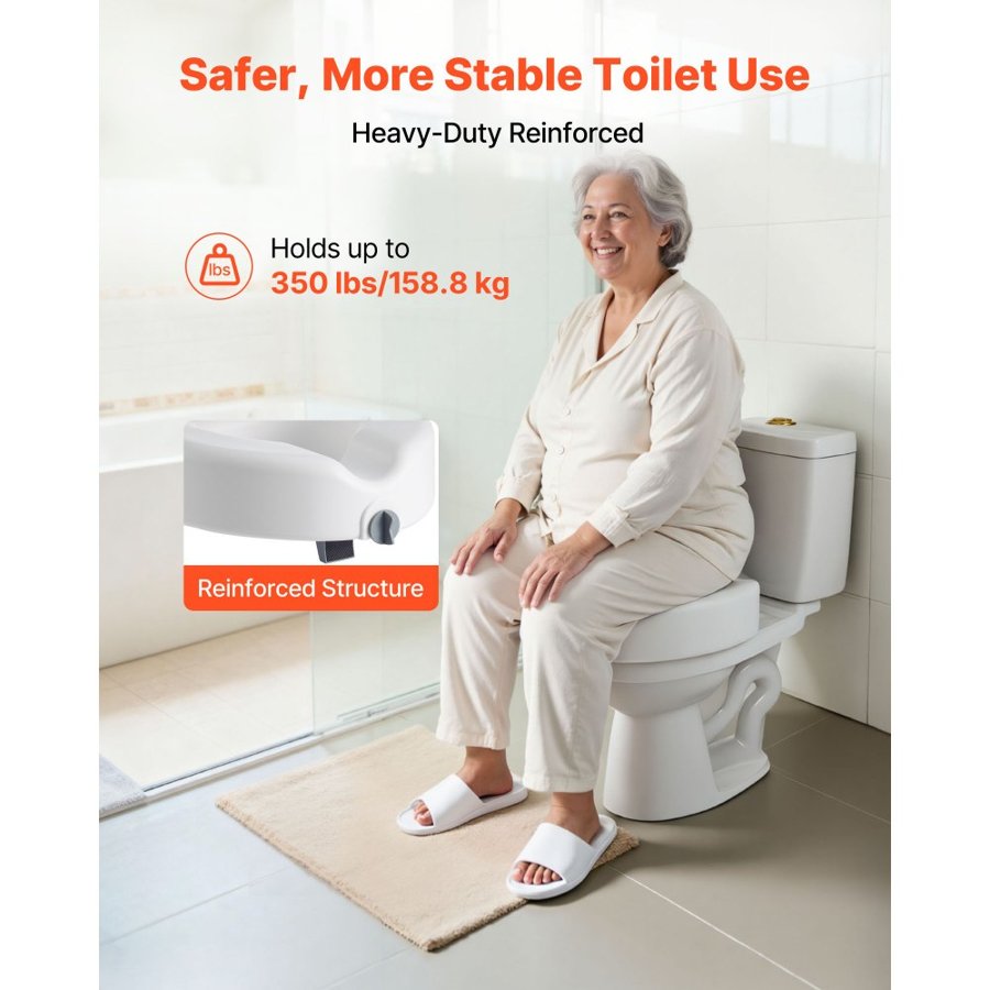 VEVOR 5 Inch Raised Toilet Seat - 350 lbs, 4.4 lbs