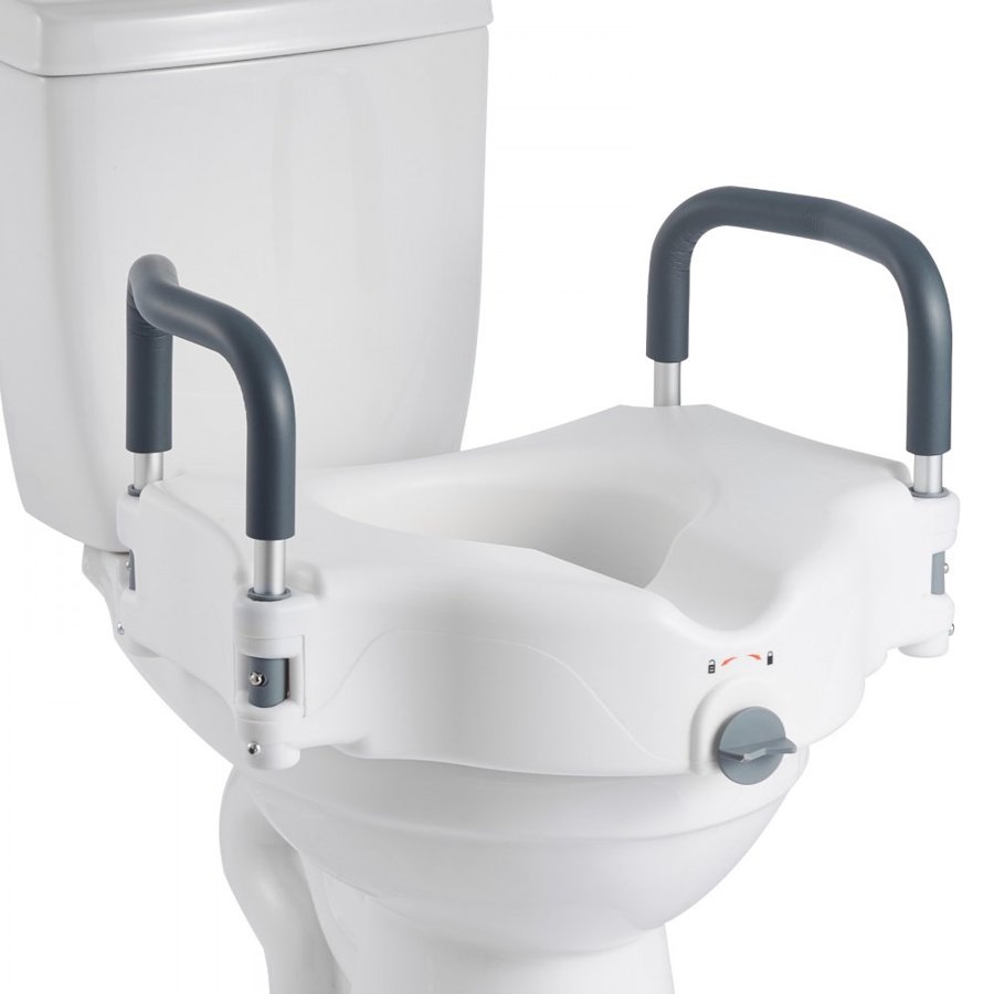 VEVOR Raised Toilet Seat with Arms – 5-Inch Lift, 300 lbs