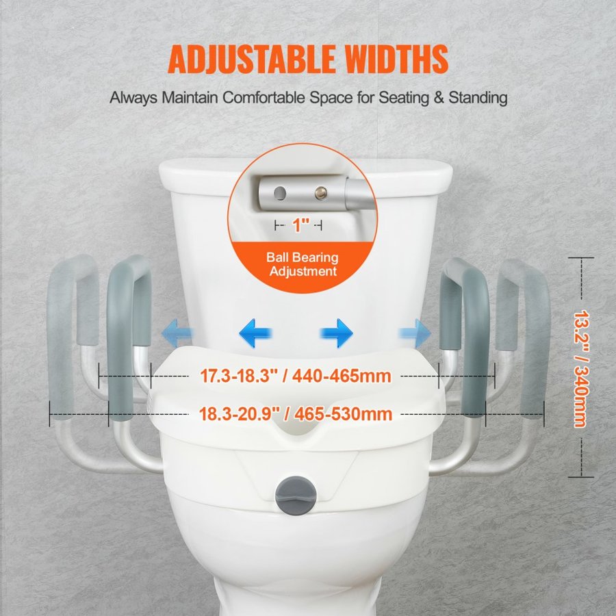 VEVOR Raised Toilet Seat 5" (12.7 cm) Height Raised 350 lbs/158.8 kg for Round and Elongated Toilet