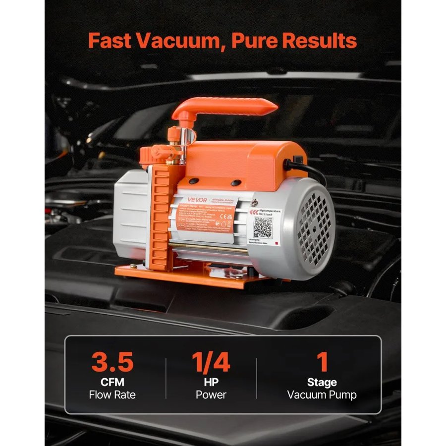 VEVOR HVAC Air Vacuum Pump – 3.5 CFM, 5 Pa, 1/4 HP Motor