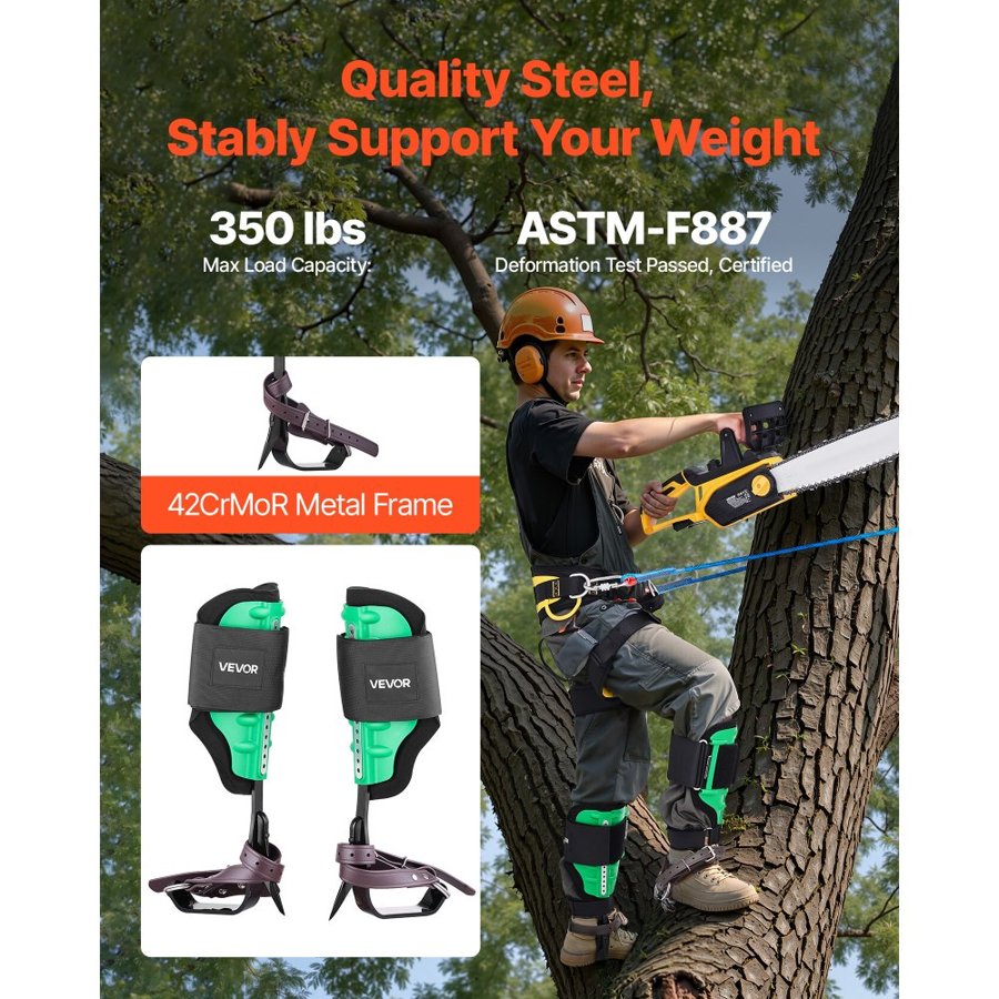 VEVOR Tree Climbing Kit with Spurs – 350 LBS, 42CRMO Steel