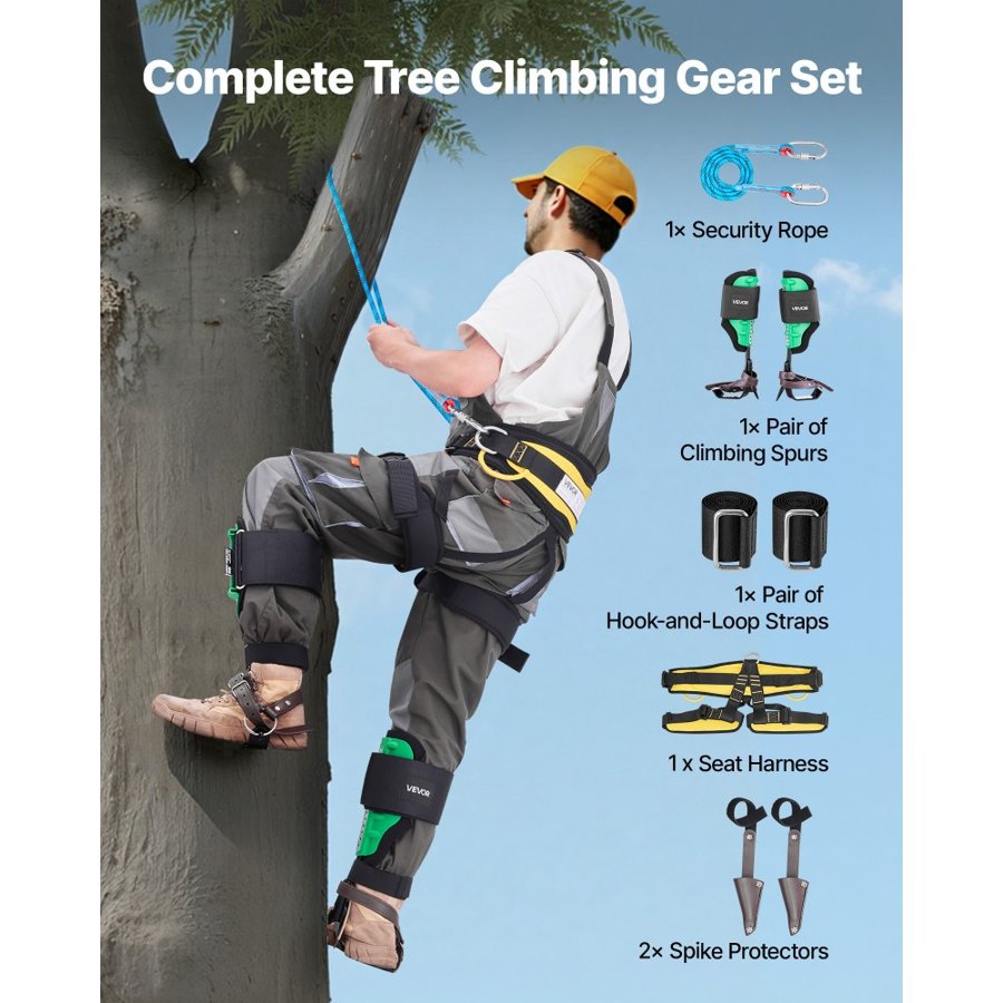 VEVOR Tree Climbing Kit with Spurs – 350 LBS, 42CRMO Steel
