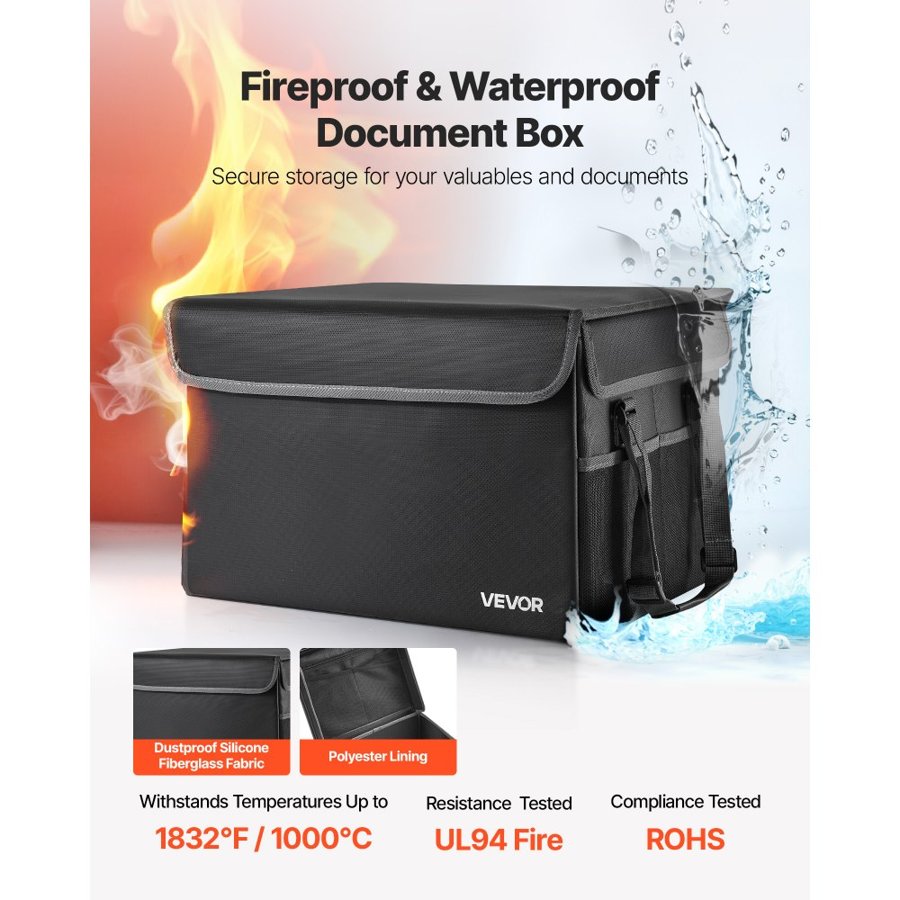 VEVOR Fireproof and Waterproof Document Box – 1832℉