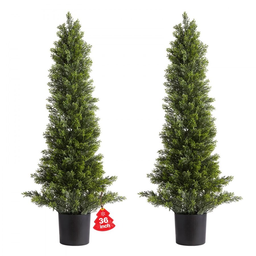 VEVOR Artificial Cedar Tree – 36 In, 2-Piece, 2-Pack