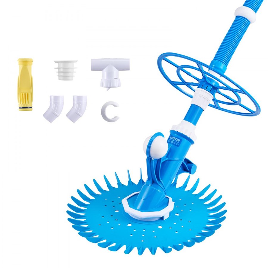 VEVOR Suction Pool Cleaner, Automatic Pool Vacuum Cleaner, Suction Side Automatic Pool Cleaner, Suction Vacuum Pool Sweeper with 12 Hoses, for In-ground and Above-ground Pool Up to 609.6 x 1066.8 cm