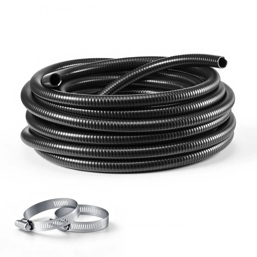 VEVOR Suction Hose 25 mm x 25 m Heavy Duty PVC Suction Pump Hose Assembly, for Swimming Pools Trash Pump, Water Transfer, High Pressure Resistance, Weather-Proof & Burst-Resistant, with Clamps, Black