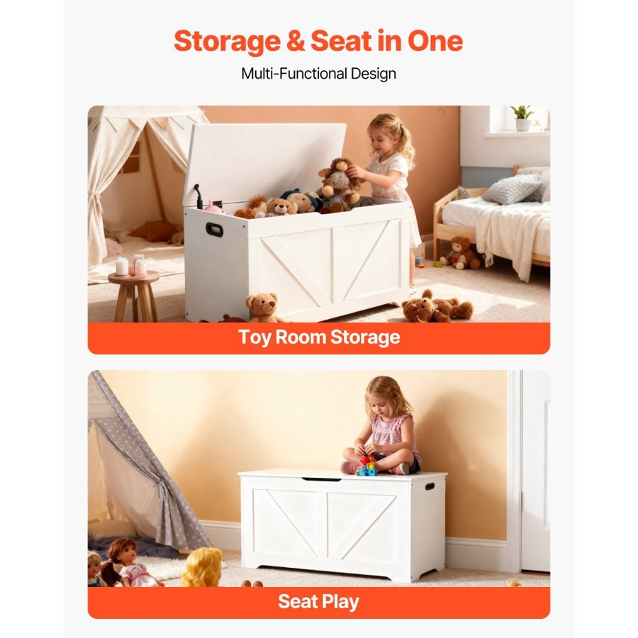 VEVOR Large Wooden Toy Chest – 38.98" × 15.55" × 18.9"