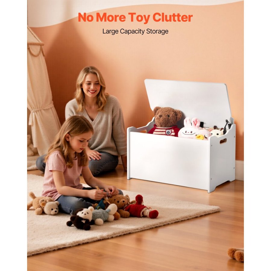 VEVOR Wooden Toy Chest for Kids – 23.5"x14.5"x21.5", White