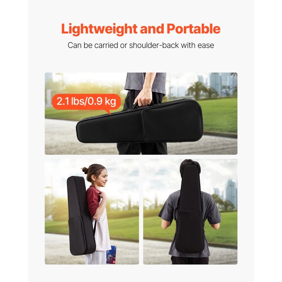 VEVOR 4/4 Full Size Violin Case, Nylon Waterproof, Lightweight Portable Travel Carrying Bag, with Plush Lining, Dual Shoulder Straps, Anti-Scratch, Professional Triangular Shape, for Violin, Black