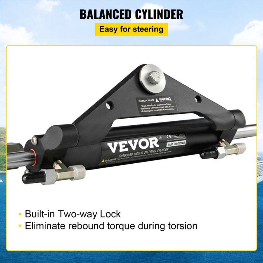 VEVOR Hydraulic Steering Cylinder HC4645H Front Mount Hydraulic Outboard Marine Steering Cylinder Suit for Up to 150HP Boats Steering,hydraulic steering