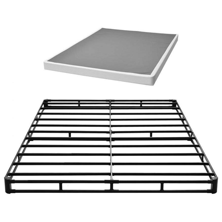 VEVOR Box Spring, Queen Size Bed Frame with Washable Fabric Cloth, Heavy Duty Metal Frame for Queen Bed, 102 mm Mattress Foundation, 1587.57 kg Max Weight Capacity, Easy Assembly, 2010 x 1510 x 102 mm