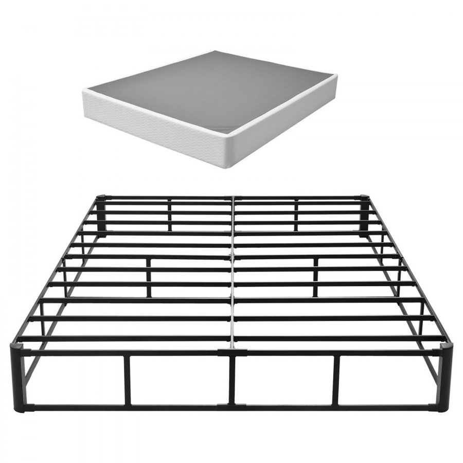 VEVOR Box Spring, Queen Size Bed Frame with Washable Fabric Cloth, Heavy Duty Metal Frame for Queen Bed, 230 mm Mattress Foundation, 3500 lbs Max Weight Capacity, Easy Assembly, 2010 x 1515 x 230 mm