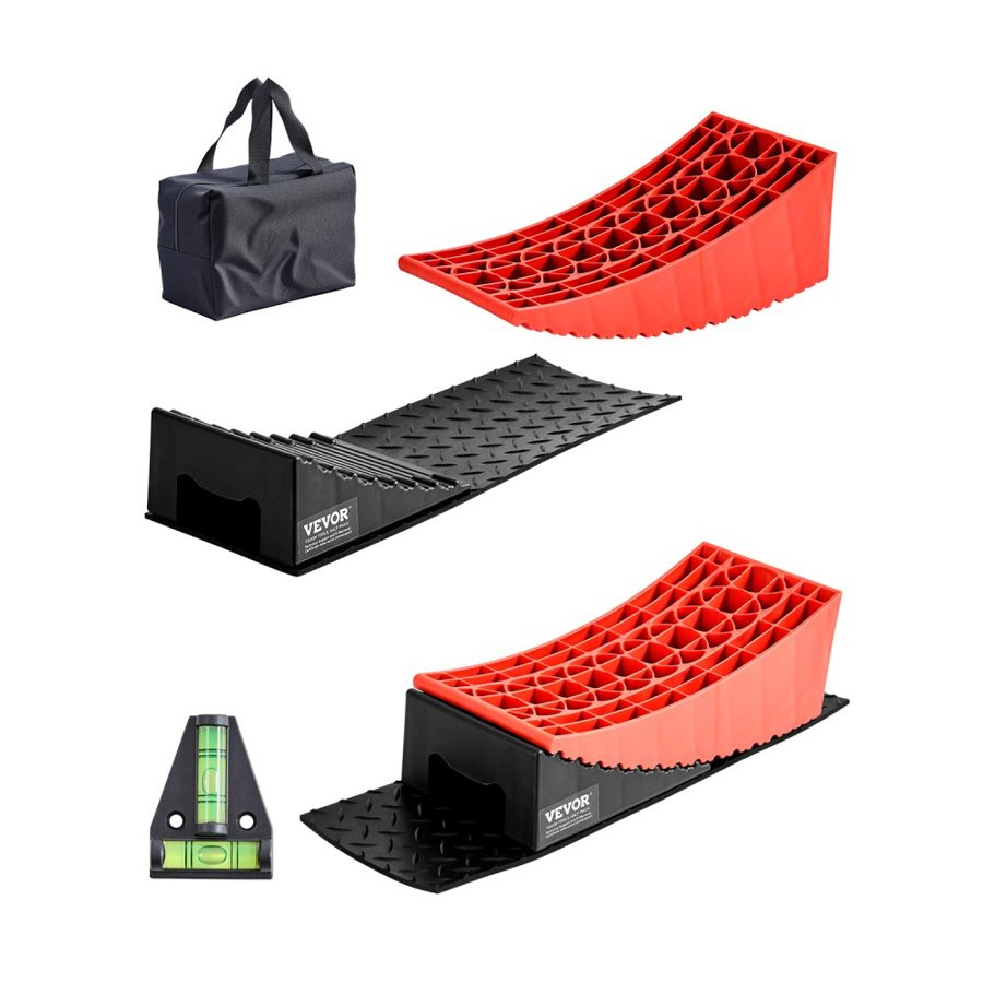 VEVOR Camper Levelers, 2 Pcs RV Leveling Blocks, up to 8818.5lbs Camper Wheel Chocks, Max. 4" Leveling Height Heavy Duty Curved Levelers, RV Camper Leveler Kit with Anti-Slip Mat Carrying Bag Level