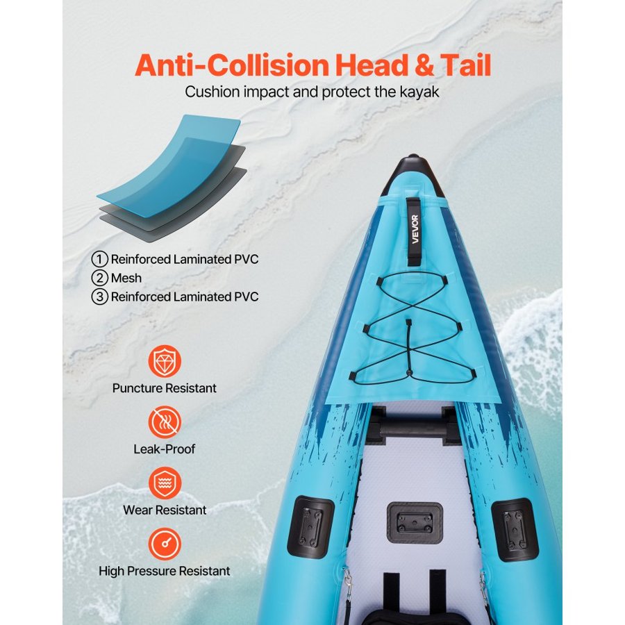 VEVOR Fishing Inflatable Kayak — Padded Seats and Pump