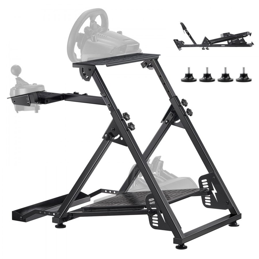 VEVOR Racing Wheel Stand, Adjustable & Foldable Simulator Stand for Logitech G923 G920 G29 G27, Thrustmaster T300RS TX F458 T500RS T3PA-PRO(F1/GT) Gaming Cockpit,Pedals Simulator NOT Included