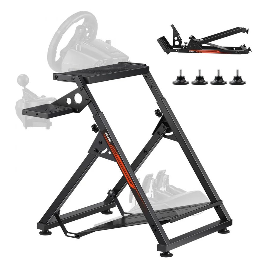 VEVOR Racing Wheel Stand, Adjustable & Foldable Simulator Stand for Logitech G923 G920 G29 G27, Thrustmaster T300RS TX F458 T500RS T3PA-PRO(F1/GT) Gaming Cockpit,Pedals Simulator NOT Included,Compact