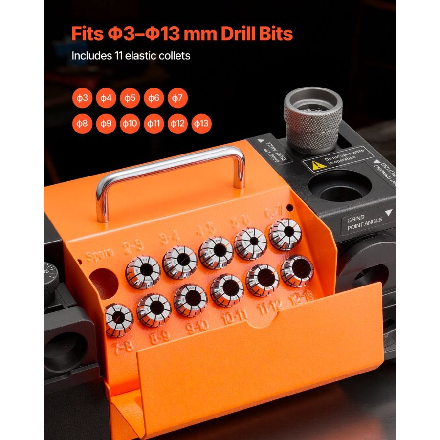 VEVOR Drill Bit Grinder Sharpener – 4600RPM, 3–13mm, CBN