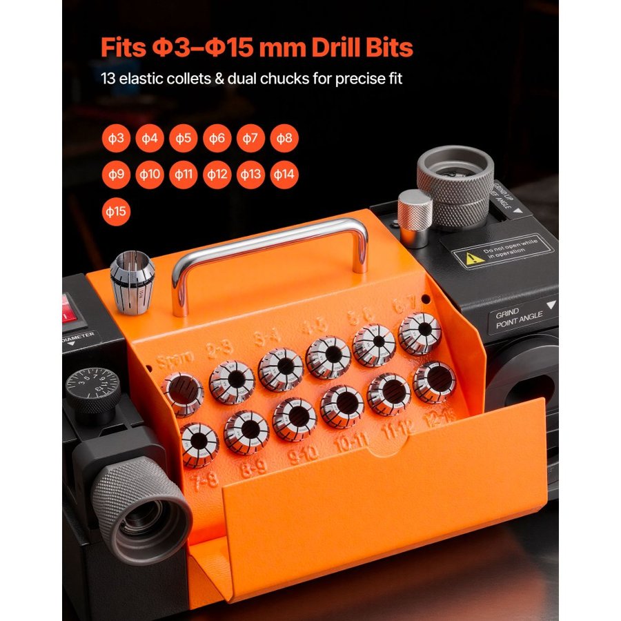VEVOR Drill Bit Grinder – 3–15mm, 4600 RPM CBN, MR-13A