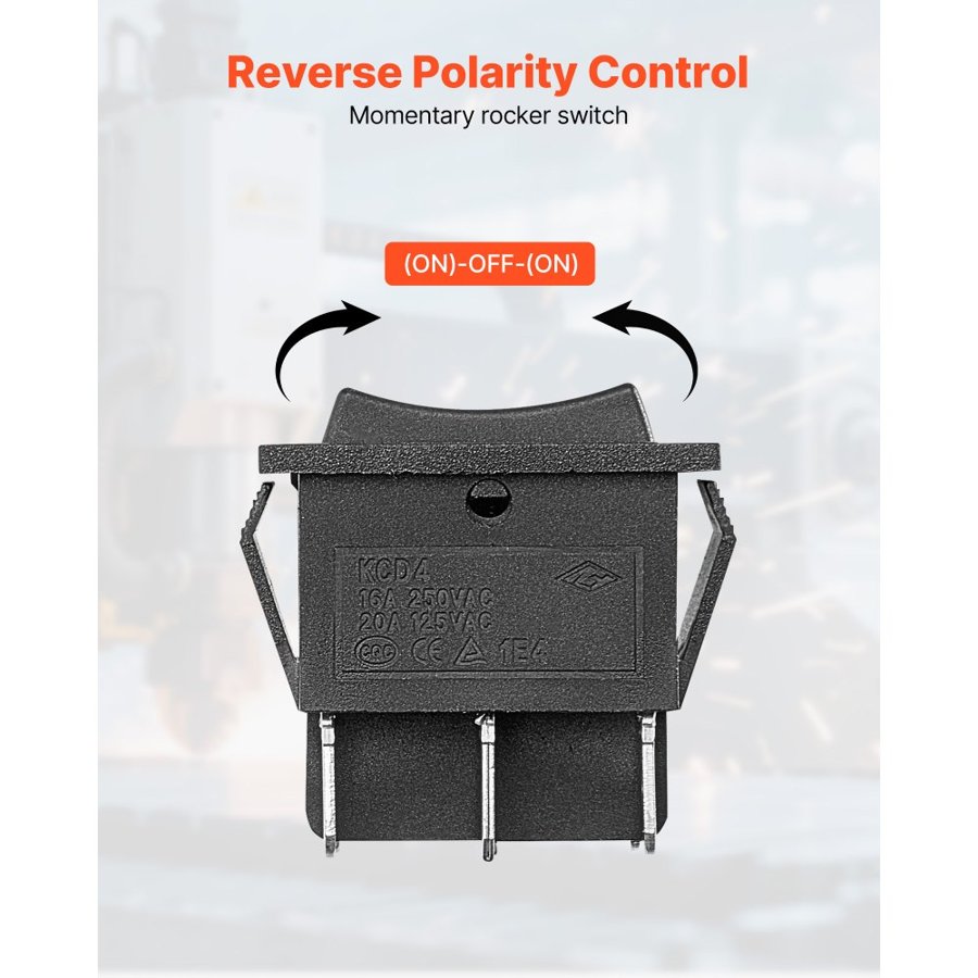 VEVOR Rocker Switch - 6 Pin, DPDT Momentary, 20A, 3-Position