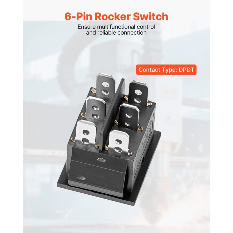 VEVOR Rocker Switch - 6 Pin, DPDT Momentary, 20A, 3-Position