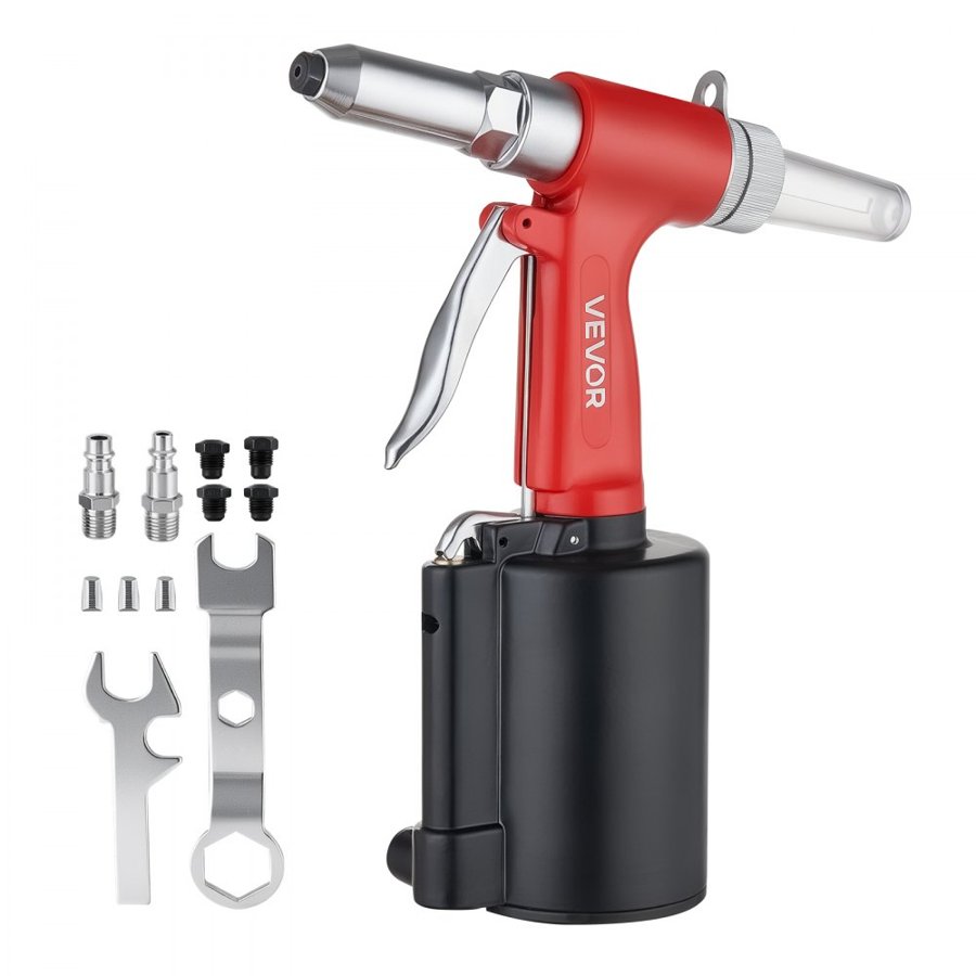 VEVOR Pneumatic Rivet Gun Kit with 2.4mm 3.2mm 4.0mm 4.8mm Nosepieces, 1100 KG Pulling Force, 3-Claw Secure Grip, Air Pop Riveter Tool for Automotive, Construction, Industrial Manufacturing