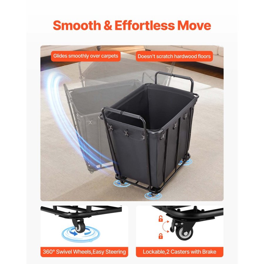 VEVOR Rolling Laundry Cart with Wheels – 300L, 260 lb Load
