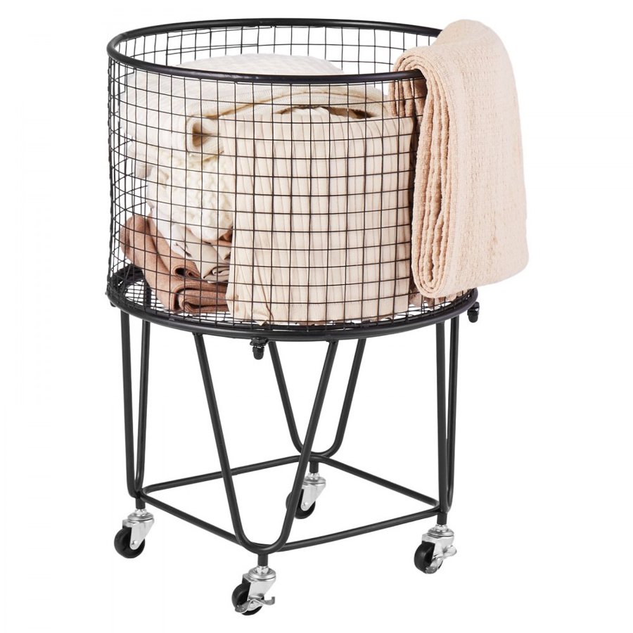 VEVOR Metal Rolling Laundry Cart – 60 LBS, 360°, 10.5 Gal