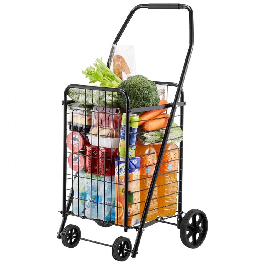 VEVOR Folding Shopping Cart With Wheels – 90 LBS Load